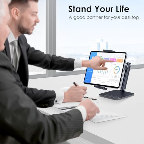 Tablet Stand for iPad, Aluminum Tablet Holder with Heavy Duty Base for Desk - Image 2