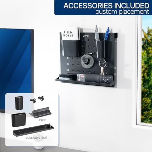 VIVO Steel Freestanding Desktop Pegboard, Cute 12 x 10 inch Peg Board with Accessories, Optional Wall Mounting, Black, PP-DK04F - Image 5