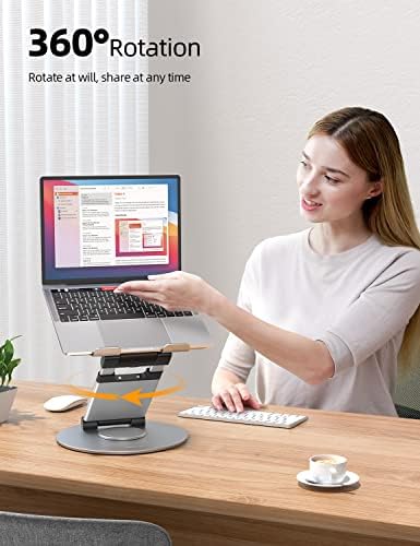 Nulaxy 18" Height Telescopic 360 Rotating Aluminum Laptop Stand Desk Silver - Image 2