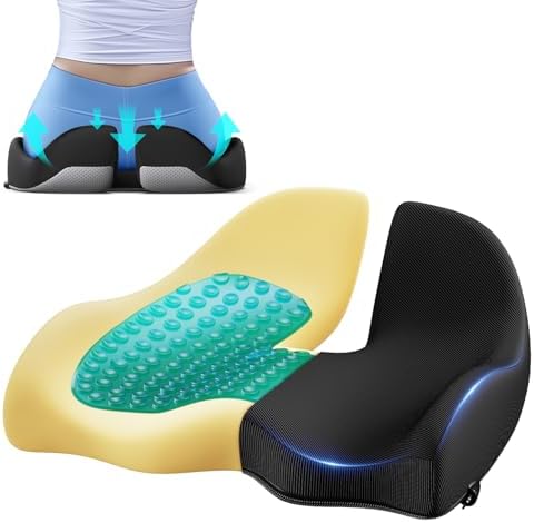 Benazcap Large Cooling Gel Memory Foam Seat Cushion for Long Sitting by Benazcap