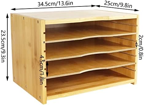 WKWKER File Organizer with 3 Adjustable Shelves Bamboo Document Letter Tray Paper File Sorter for Desktop Office Home Study Workstation Desk Storage Rack (Natural) - Image 2
