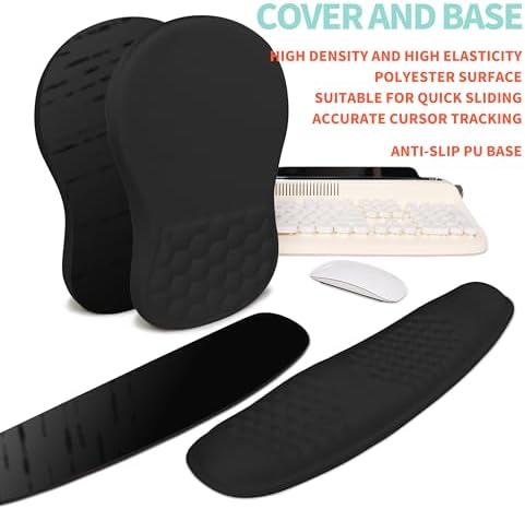 2-in-1 Ergonomic Set, Wave Rise Keyboard Wrist Rest and Massage Bulge Slope Mouse Pad Wrist Support, Cushion Memory Foam Integrated to Relieve Wrist Pain, Black - Image 6
