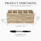 Travertine Desk Organizer, 5-Compartment Pen & Brush Holder - Image 3
