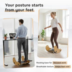 Bamboo Foot Rest for Under Desk at Work, Adjustable Foot Stool, 2-in-1 Reversible Rocking Footrest, Static Leg Rest, 16in Wide Surface, Non-Slip Breathable Pad, Home Office Ergonomic Support at Work - Image 2