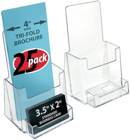 Azar Displays 252922-25PK Counter Trifold Brochure Holder with Business Card Pocket, 25-Pack by AzarDisplays