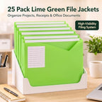 Sabary 25 Pack Poly File Jacket 1" Expansion Pocket Write-on, Lime Green - Image 5