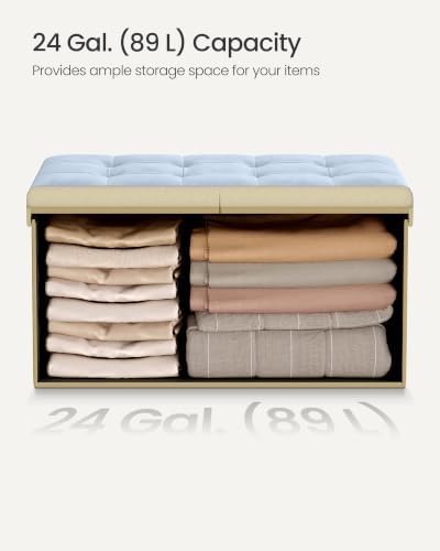 SONGMICS Foldable Storage Ottoman with Flipping Lid, 30 Inch Velvet Bench - Image 6