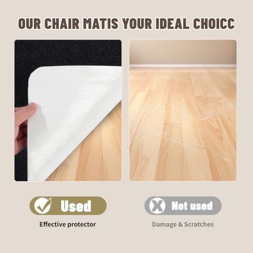 Office Chair Mat - for Hardwood Floors, Large Non-Slip Easy-Clean Floor Protection Blanket (Black, “60 x 48in”). - Image 3