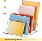 HeZone Desk File Organizer,5-Section Vertical File Folder Holder,Clear - Image 3