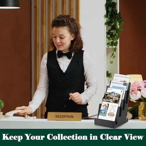 4 Tier Wood Brochure Display Stand 6 x 9 inch Black Brochure Holder Pamphlet Display Stand for 5.5 x 8.5 inch 5 x 7 inch Booklets Menus Postcard Holder Multi Purpose Organizer - Image 6