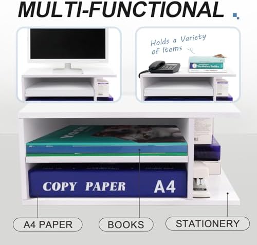 SONGWAY Printer Stand with Storage for Desk - Desktop Printer Shelf, Monitor Stand Riser, Desk Paper Storage Organizer for Home Office - Image 4