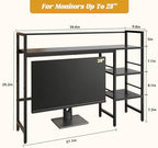 HavenlyYouth Desk Shelf, 38.6 Inch Wood Desk Organizer Shelf for Computer Monitor, Desk Hutch Storage, Desktop Shelf for Top of Desk, 3 Tier Desktop Bookshelf for Home Office Dorm, Black - Image 3