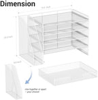 OPNICE Desk Organizer, 5-Tier Desktop File Organizer with Drawer and Pen Holders, Office Desk Accessories, File Sorters, Workspace Organizers for Office Supplies(White) - Image 6