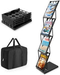 4-Pocket Foldable Magazine & Brochure Display Rack, Portable Literature Stand for Office, Trade Shows and Exhibitions, with Carrying Bag (Black) by XIDIHF