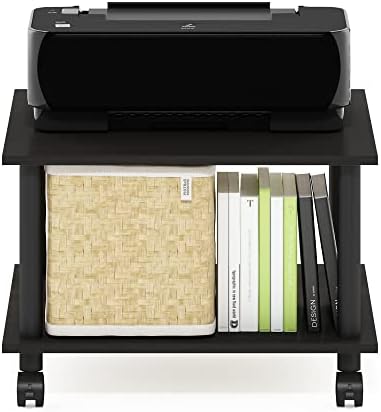Furinno Econ Home Office Under Desk CPU and Printer Stand with Wheels, Espresso/Black - Image 4