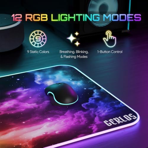 Gerlos RGB Gaming Mouse Pad, Large LED Desk Mat for Gamer, 31.5" x 11.8" - Image 5