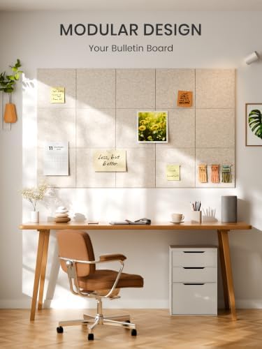 Bumusty 48"x 36" Large Felt Bulletin Board Tiles, Oatmeal - Image 7