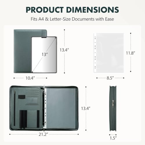 Padfolio Portfolio Binder, 3-Ring Binder with Zipper, Business Folder - Image 4