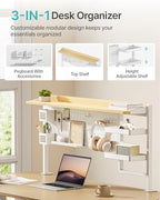 PEGZONE Clamp on Desk Shelf, 44" Desktop Shelving System, White - Image 4