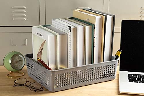 Aebeky A4 Size Plastic Paper Storage Trays,Desktop File Organizer Baskets,6-Packs (Grey) - Image 4