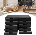 4-Pack Modern Wood Desktop Storage Organizer, 4 Drawer Organizer Library Card Catalog Cabinet, Vintage Wooden Storage Box Apothecary Cabinet for Offices Home School Medicine (Black) - Image 7