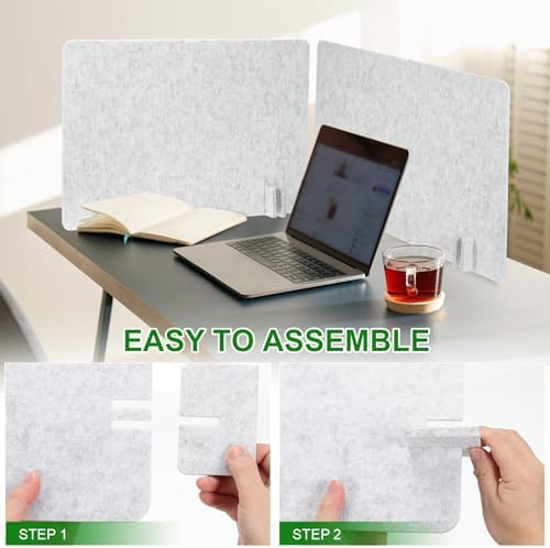 PATIKIL Desk Dividers 24" x 24", 1 Pack Desk Privacy Panel Freestanding Noise Reducing Partition Acoustic Panel with 4Pcs Support Feet for Testing Office Home Library, Pure White Style B - Image 4