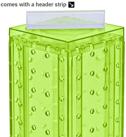 Azar Displays 700220-GRE-2C16 Four-Sided 4”W x 12” Revolving Pegboard Tower Kit Counter Display with 16-Pack of 2 inch Locking Hooks, Green - Image 5