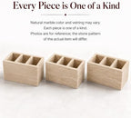 Travertine Desk Organizer, 3 Compartment Pencil Holder - Image 2