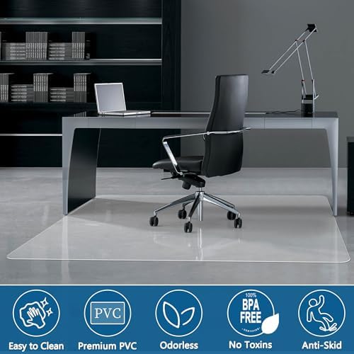 Chair Mat for Hardwood Floor, 48" x 36" Clear Desk Chair Mats, Easy Glide Plastic Mat for Under Office Chair, Rectangle - Image 5