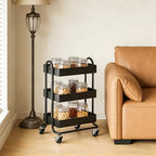 3 Tier Metal Rolling Cart, Utility Storage Cart Shelf Organizer with Wheels for Home & Office, Black - Image 6