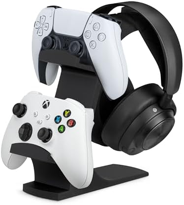 BRAINWAVZ The Gravitas - Headphone Stand & Game Controller Holder for Desk - Universal Design for All Types of Headsets & Gamepads (Black) by Brainwavz