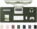 YSAGi 55" x 17" Large PU Leather Desk Mat for Keyboard and Mouse - Waterproof Non-Slip Desk Pad Protector for Office, Home, Writing Desk, Olive Green by YSAGi