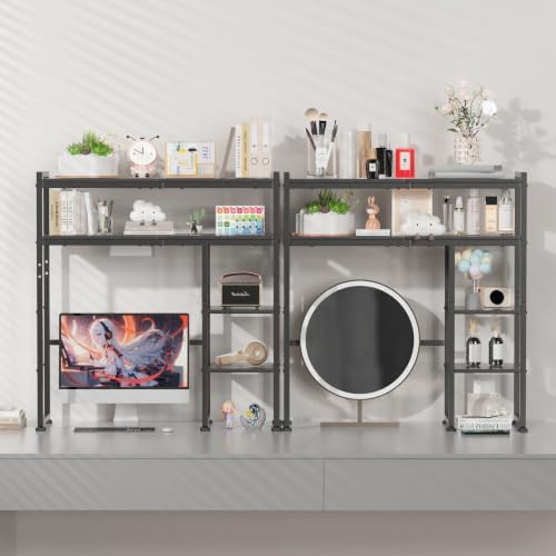 Aetheris Desktop Organizer Shelf, 30" Wooden Office Storage Rack, Display Shelf Rack, 5 Tier Desktop Display Rac, Desk Shelf, Desk Hutch for Computer Monitor (Black) - Image 5