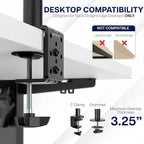VIVO Dual Monitor Desk Mount, Heavy Duty Fully Adjustable Stand, Fits 2 LCD LED Screens up to 32 inches and 22 lbs Each, Black, STAND-V032 - Image 6
