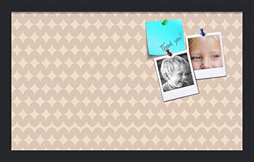 PinPix 20x12 inch Cork Bulletin Board. This Decorative Framed Pin Board Comes with Diamond Pattern in Light Pink and Cream Design and Satin Black. Ideal for Home, Office Decor or School (PinPix-294) by PinPixBulletinBoards