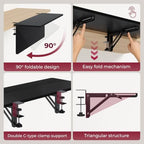 Desk Extender Tray, 36"×12" Clamp-On Arm Rest Shelf, 90° Foldable Computer Elbow Support for Office Home, Space-Saving Keyboard Mouse Tray (Black) - Image 4