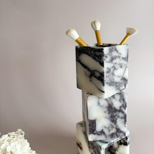 Natural Marble Stone Square Storage Container Empty Vessel Holder Cup for Candle/Pens/Sundries items (Calacatta Purple) - Image 4