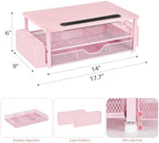 AUPSEN Pink Desk Organizers and Accessories, 2-Tier Wood Computer Monitor Stand with Drawer, Pen Storage & Phone Holder, Office Desk Accessories, Workspace Desktop Organization for Office Supplies - Image 7