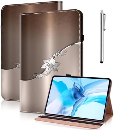 Case for 7" Kindle Paperwhite 12th Generation 2025/2024 & Kindle Colorsoft Signature Edition, Multi-Angle Viewing PU Leather Case with Card Slot for Kindle Paperwhite 2025 - Silver Flower by TUOLISG