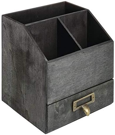 American Metalcraft PWBC8 Poplar Wood Caddy with Drawer, Black, 6 5/8-Inches - Image 3