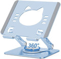 Aoviho Rotating Tablet Stand for Desk - [Adjustable] Drawing Stand for iPad, Portable Aluminum Desktop Holder, Compatible with 4.7–12.9 inch Devices, (Sky Blue) by Aoviho