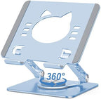 Aoviho Rotating Tablet Stand for Desk - [Adjustable] Drawing Stand for iPad, Portable Aluminum Desktop Holder, Compatible with 4.7–12.9 inch Devices, (Sky Blue) by Aoviho