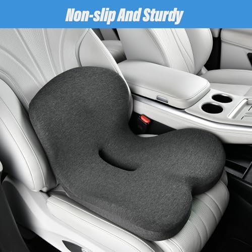 KAYI Memory Foam Seat Cushion with Lumbar Support Pillow One Piece, L-Shaped Ergonomic Design for Back Pain Relief, for Car, Truck and Office Chair (Dark Gray) - Image 4