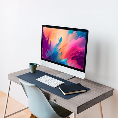 Vine Creations Leather Desk Mat Large 44" x 22", Desk Protector Mat, PU Leather Desk Pad, Large Mouse Pad, Desk Blotter, Desk Pads on Top of Desks, Desk Matt for Desktop, Office Desk Mat (Dark Blue) - Image 4