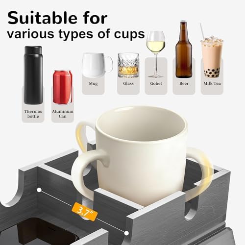 Korser Couch Armrest Table, Sofa Arm Tray with Removable Cup Holder, 2 in 1 Anti-Slip Armrest Tray Table for Couch, Bamboo Foldable Couch Cup Holder for Drinks Snacks Phone Remote Control - Image 5