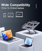 Aoviho Adjustable Laptop Stand for Desk,Portable Laptop Stand Holder and Riser,Foldable Aluminum Notebook Computer Stands for MacBook Air Pro HP Lenovo Dell Samsung Chromebook, 10-15.6 inch, Grey - Image 6