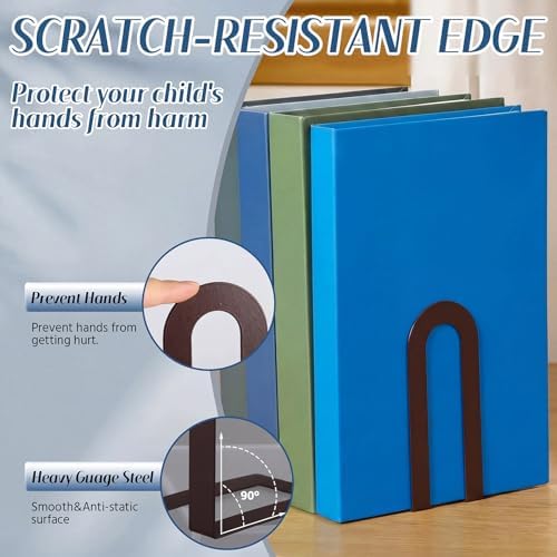 Chunful 24 Pcs Bronze Metal BookEnds Shelves, 7.5 x 5.75 x 3.5 in - Image 4