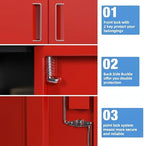 SUXXAN 71-Inch Metal Storage Cabinet with Locking Doors,Black-Red - Image 2