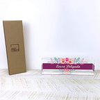 Artblox Office Desk Name Plate Personalized | Custom Name Plates for Desks | Wild Flowers Design On Clear Acrylic Glass | Office Desk Decor - (8" x 2.5") - Image 6