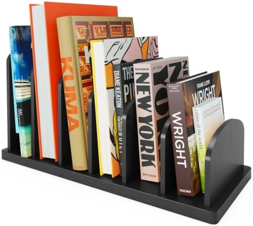 Cook Book Organizer, 6 Sections, Recipe Book Holder Rack, Tabletop Stand for Convenient Cookbook Storage, Vertical Cook Book Stand Kitchen, Binder Holder for Desk & Countertop (Black) by CraftSaints